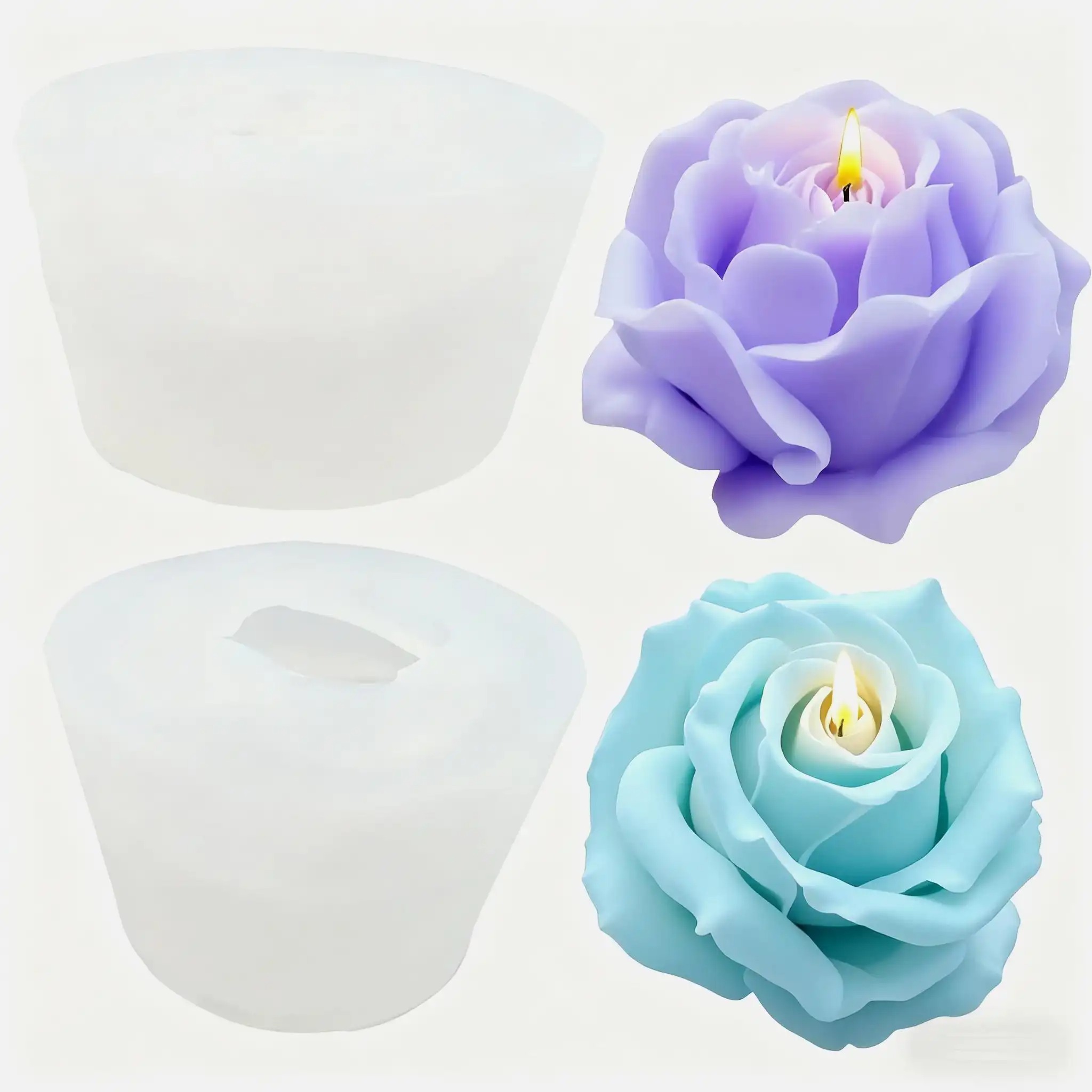 2個のロマンチックな3Dローズシリコンキャンドル型 - 再利 - Soap Making Gifts のレビューと価格