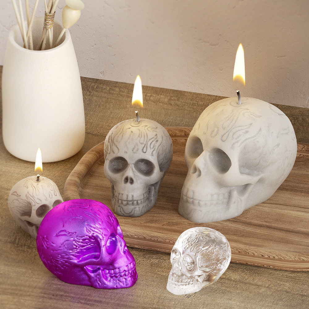 マルチサイズ スカルヘッド シリコンモールド 3D炎模様 ス - Soap Making Gifts のレビューと価格