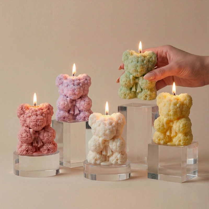 バラの弓の形をしたクマのキャンドルシリコンモールド、バレンタ - Soap Making Gifts のレビューと価格
