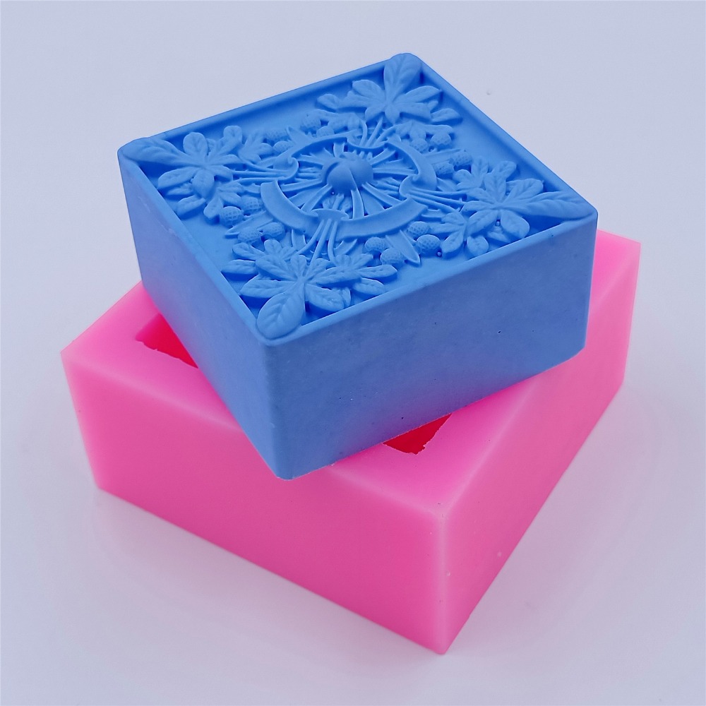 天然石鹸作りのための正方形のデザイン石鹸金型花シリコーン型 - Soap Making Instructions のレビューと価格