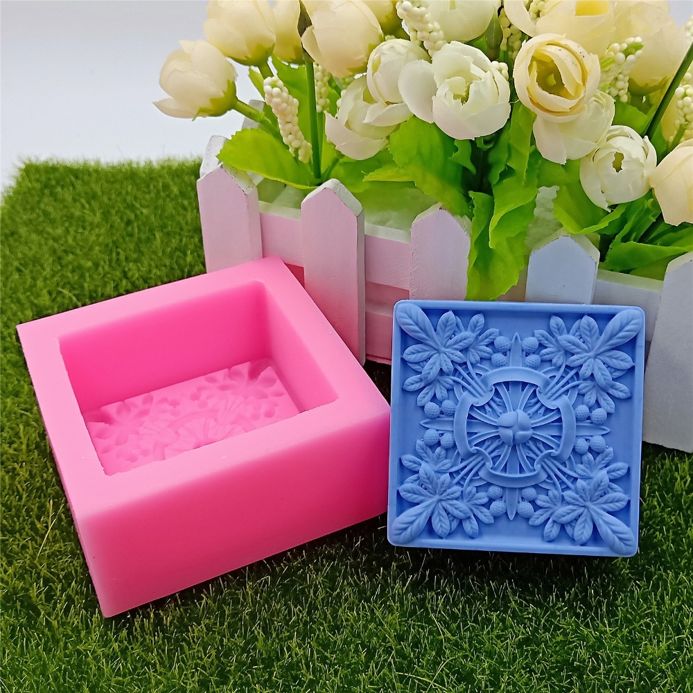 天然石鹸作りのための正方形のデザイン石鹸金型花シリコーン型 - Soap Making Instructions のレビューと価格
